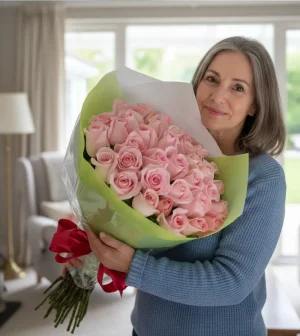 Cómo dar un pésame con un ramo de 50 rosas rosas en arreglo floral elegante con entrega express a domicilio en la ciudad de México y area metropolitana